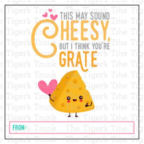 Cheesy Valentine Card For Classroom Printable Valentine Etsy Cheesy
