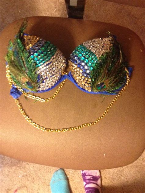 Peacock Theamed Super Sparkly Chained Rave Bra By Txplurbras 5000