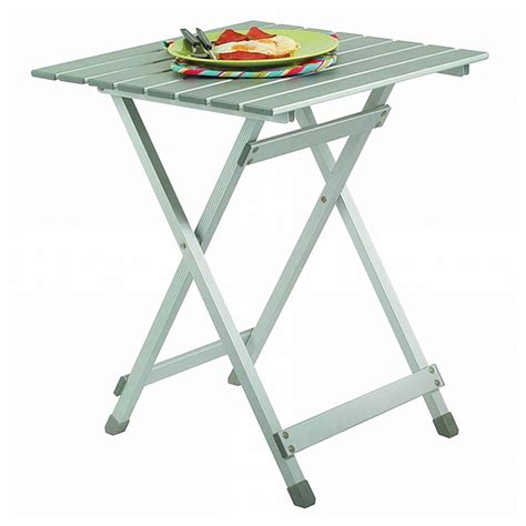 The chairs feature vinyl upholstered seats and the top of the folding card table is made out of pvc, making this set very easy to clean. Small Easy-Fold Square Aluminum Table - 425499, Tables at Sportsman's Guide