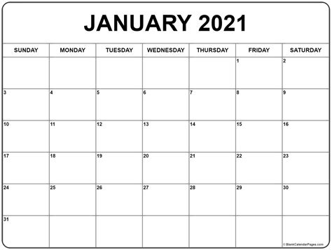 Calendar January 2021 Printable Calendar Printables Free Printable