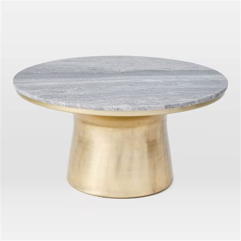 Antique walnut victorian parlor table w/ oval marble top 1870s. Marble-Topped Pedestal Coffee Table - Gray Marble/Antique ...