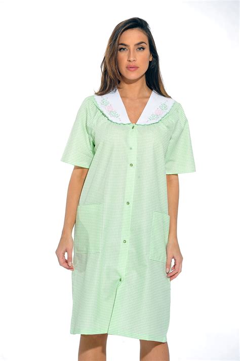 Dreamcrest Short Sleeve Duster Housecoat Women Sleepwear Green