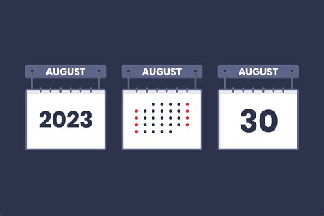 Diseño De Calendario 2023 Icono Del 30 De Agosto Calendario Del 30 De