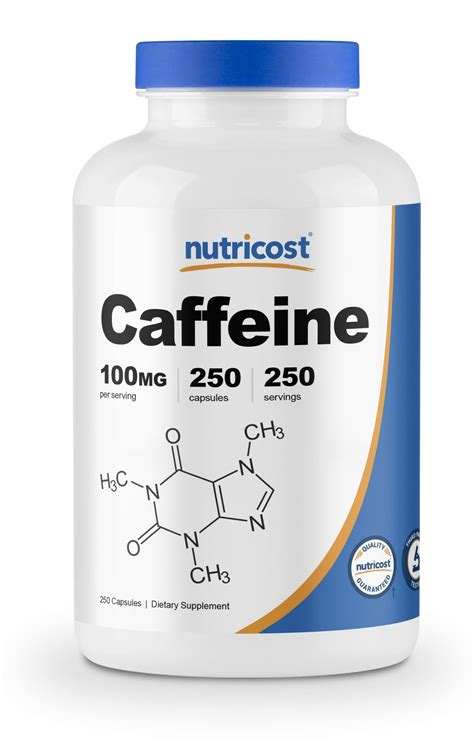 Nutricost Caffeine Pills 100mg Per Serving 250 Capsules