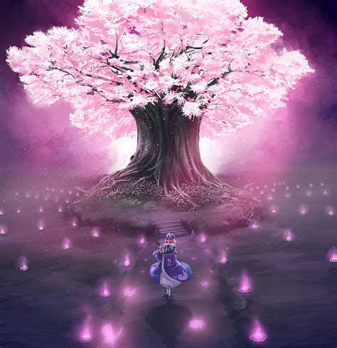 Video Games Touhou Cherry Blossoms Trees Anime Saigyouji Yuyuko Cherry