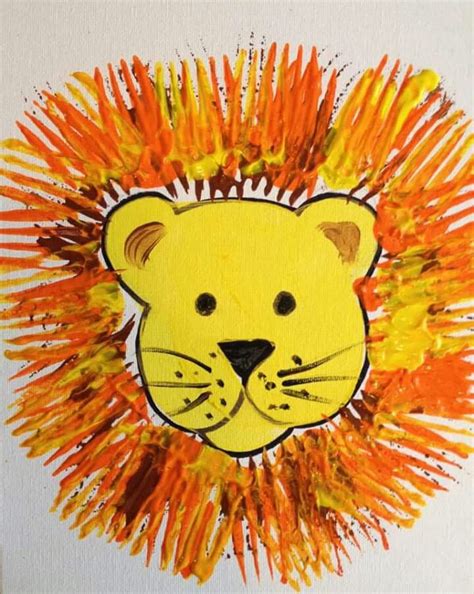 Lion Fork Print Zoo Crafts Zoo Crafts Preschool Kids Art Projects