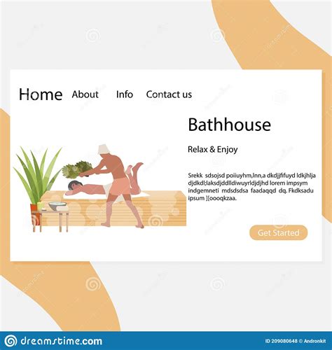 bathhouse webpage spa and relax massage steam room with broom stock vector illustration of