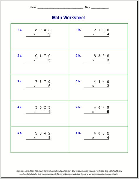 Grade 5 Multiplication Worksheets