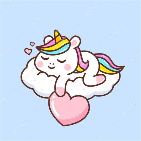 Premium Vector Cute Little Unicorn Sleeping In The Cloud