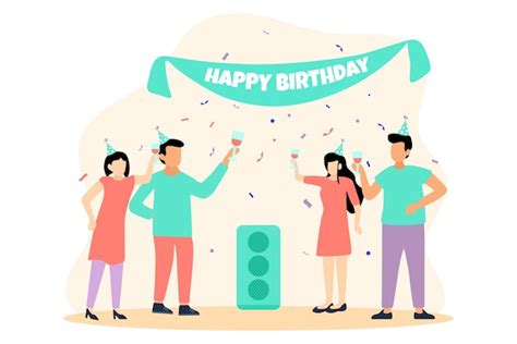 Premium Vector Birthday Party Flat Design Illustration