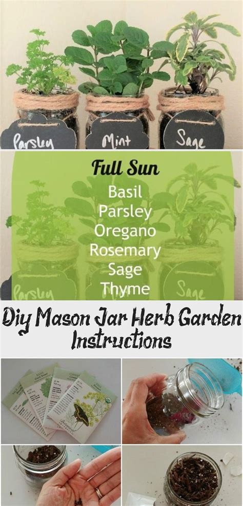 Diy Mason Jar Herb Garden Instructions Decor Dıy In 2020 Mason Jar