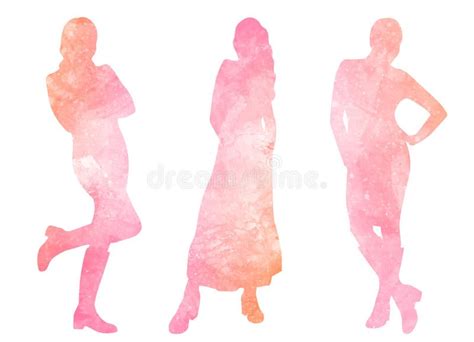 Watercolor Silhouettes Of Women Stock Vector Illustration Of Element