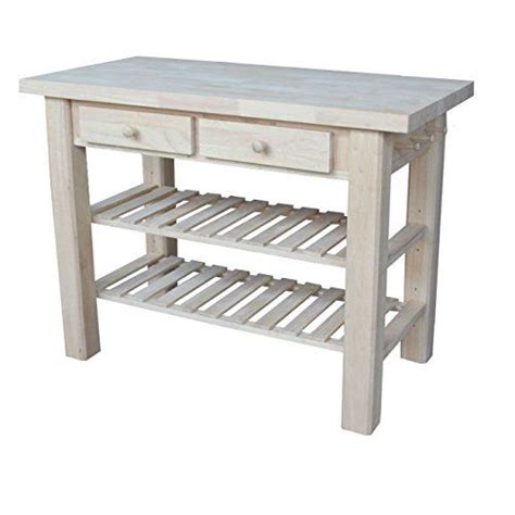 International Concepts Parawood Kitchen Island Unfinished Wood