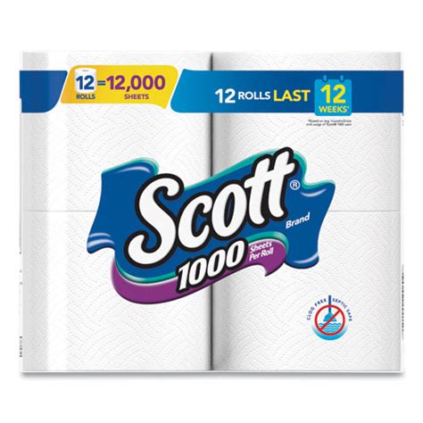 Scott Toilet Paper Septic Safe 1 Ply White 1000 Sheetsroll 12