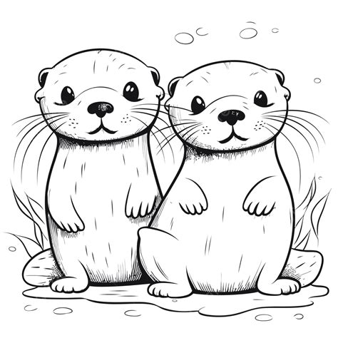 Otters Pair Coloring Pages Cute And Adorable Coloring Pages Otters