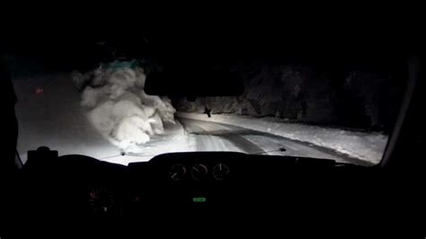 Subaru Forester Night Snow Driving In Narrow Road Youtube
