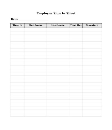 Employee Sign In Sheet The Spreadsheet Page