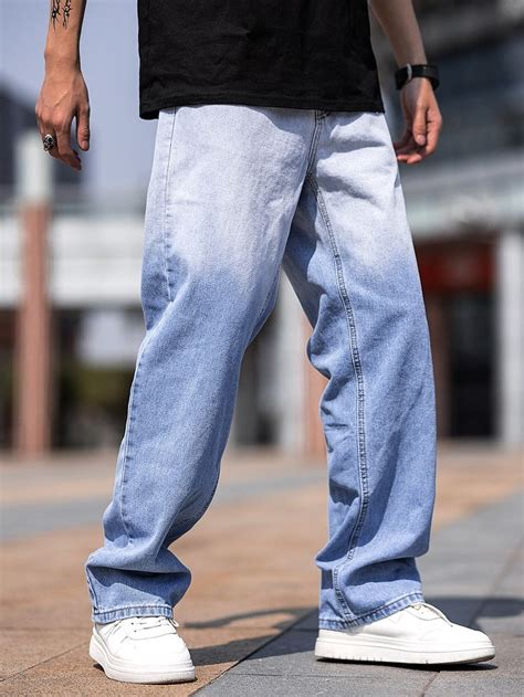 Men Ombre Straight Leg Jeans Light Jeans Mens Street Fashion Men