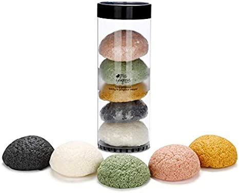 Konjac Spugna 5 Pezzi Miss Gorgeous Spugna Viso e Corpo con Tè Verde