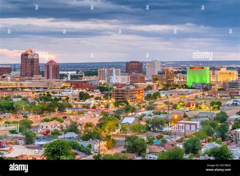 Albuquerque New Mexico Usa Downtown Cityscape At Twilight Stock Photo