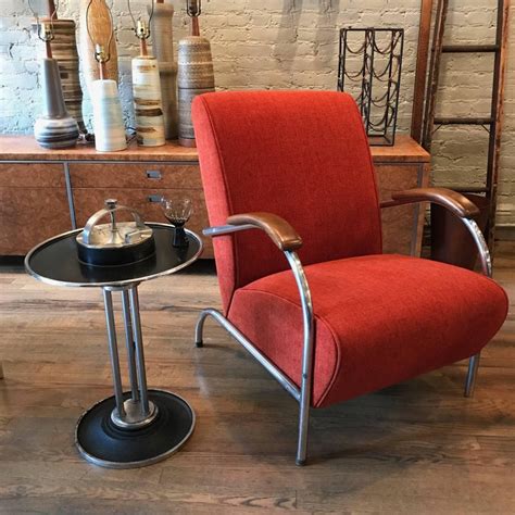 Chair design art deco chair deco chairs vintage chairs armchair design bauhaus style design deco. Art Deco Tubular Chrome Upholstered Lounge Chair by Troy ...