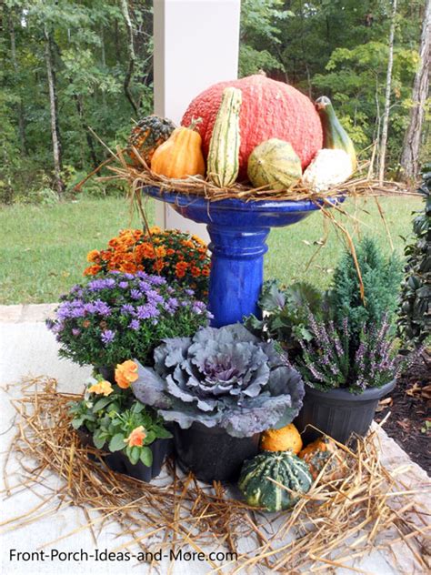 Diy bird bath ideas that will make a charming addition to your outdoor space. 12 Easy Fall Decorating Ideas for Your Porch or Yard