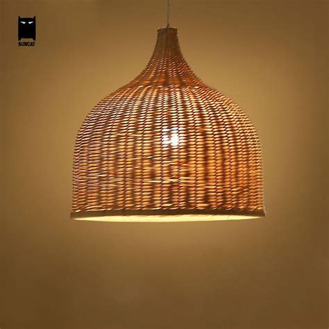 Bamboo Wicker Rattan Shade Pendant Lights Fixture Rustic Japanese Style Tatami Hanging Lamp L