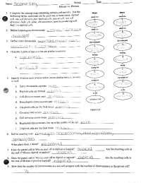 Complete The Concept Map Comparing Mitosis And Meiosis Schemes And