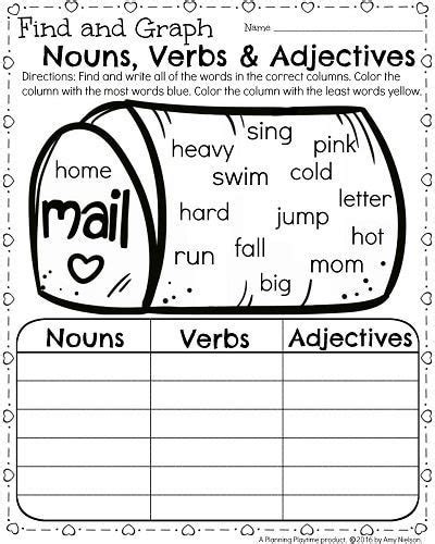 nouns  verbs worksheet