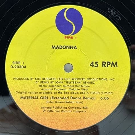 Madonna Material Girl 12 Sire Waxpend Records