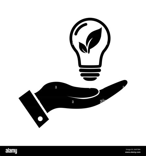 Light Bulb With Leaf In Hand Icon Ecology Ightbulb Sign Energy Saving