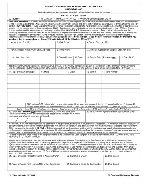 Free 10 Gun Registration Forms In Pdf Ms Word