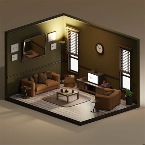 3d Model Low Poly Room Toffu Co