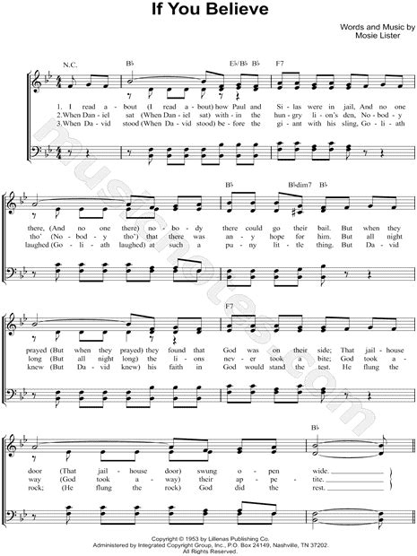 Mosie Lister If You Believe Sheet Music In Bb Major Download
