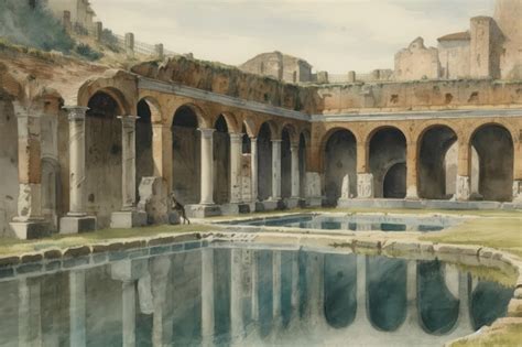 Premium Ai Image Painting From A Watercolor Drawing Of The Baths Of