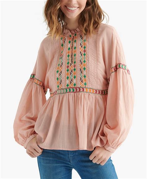 Lucky Brand Embroidered Peasant Top Macys