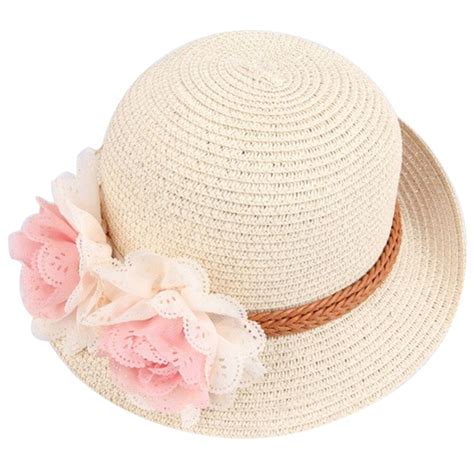 2016 New Summer Kids Floral Straw Hats Fedora Hat Children Visor Beach