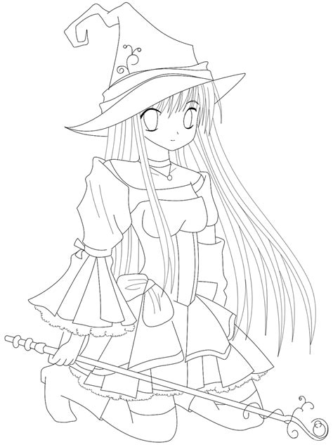 Anime Witch Girl Coloring Pages Coloring Pages