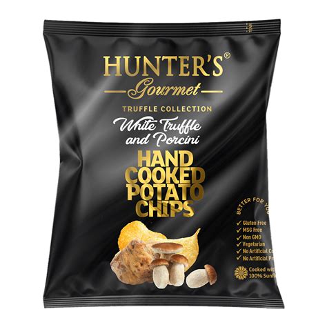 Hunters Gourmet Hand Cooked Potato Chips White Truffle And Porcini Truffle Collection 25gm