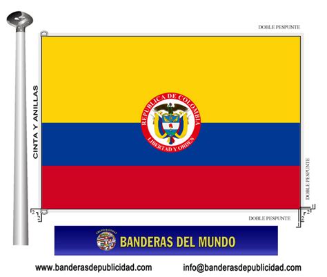 Bandera Colombia Con Escudo Banderas Del Mundo Banderas Y Mástiles