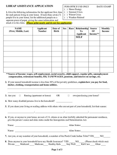 Liheap Application Form Fill Online Printable Fillable Blank Sign