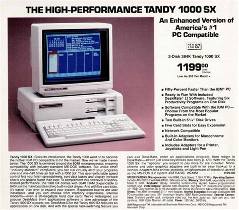 Tandy 1000sx First Advertisement Tandy Old Computers