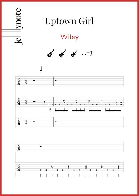 Wiley Uptown Girl Guitar And Bass Sheet Music Jellynote