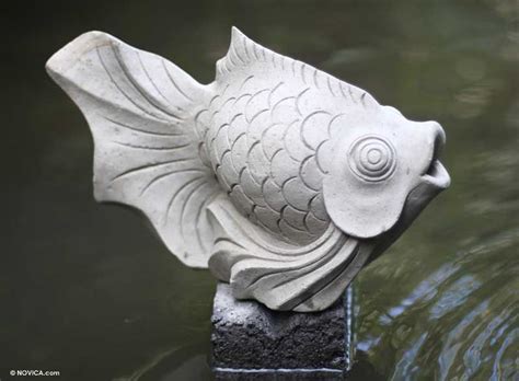 Handmade Stone Sea Life Sculpture Kaper Fish