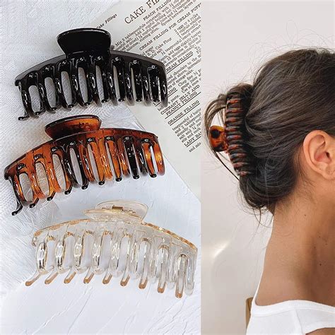hair claw clips for thick hair 3pcs 4 3 plastic nonslip jumbo hair clips strong hold hair