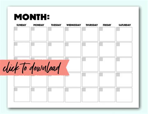 Free Blank Monthly Calendar Template Pdf The Incremental Mama