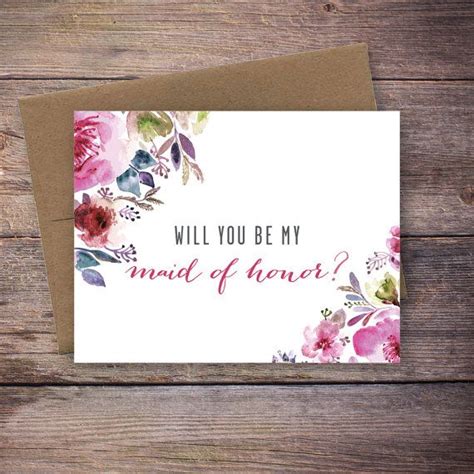 Printable Will You Be My Maid Of Honor Card Instant Download Etsy