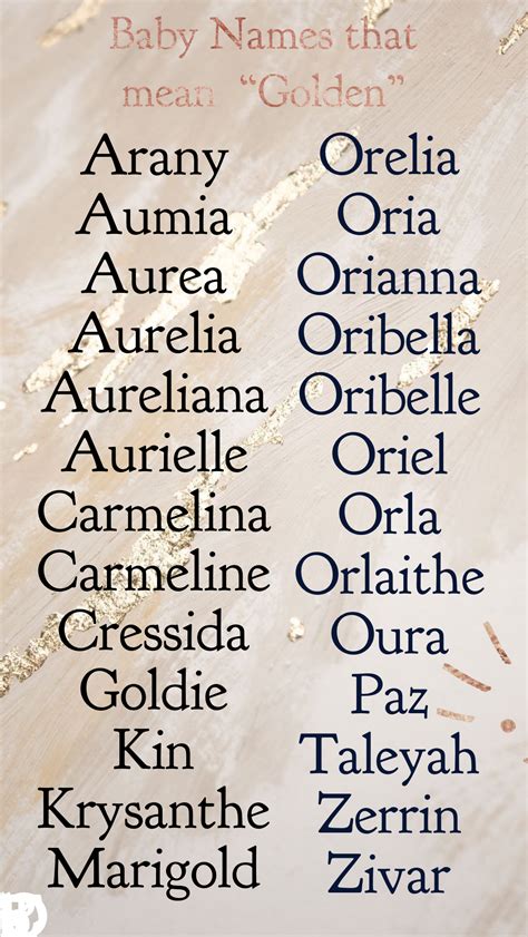 Baby Names That Mean Golden Writing Inspiration Prompts Baby Names