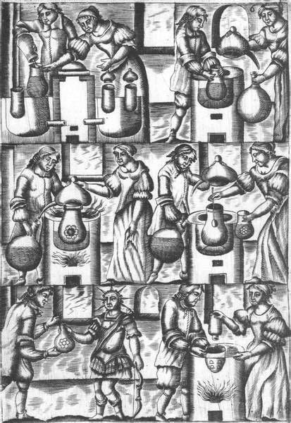 An Old Black And White Drawing Of People Working In A Factory With