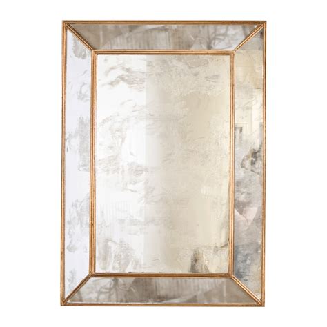 Eprica wall mirror for bathroom, rectangle mirror with 1 black metal frame for bathroom, entryway, living room & more, hangs doheem 22''x30'' matte black metal framed bathroom mirror for wall rounded corner rectangular modern mirror bathroom vanity mirrors wall mounted. Worlds Away Dion Rectangular Antique Mirror With Gold ...
